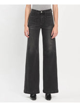Load image into Gallery viewer, Vervet - High Rise Patch Pocket Black Wide Trouser Jeans T6569
