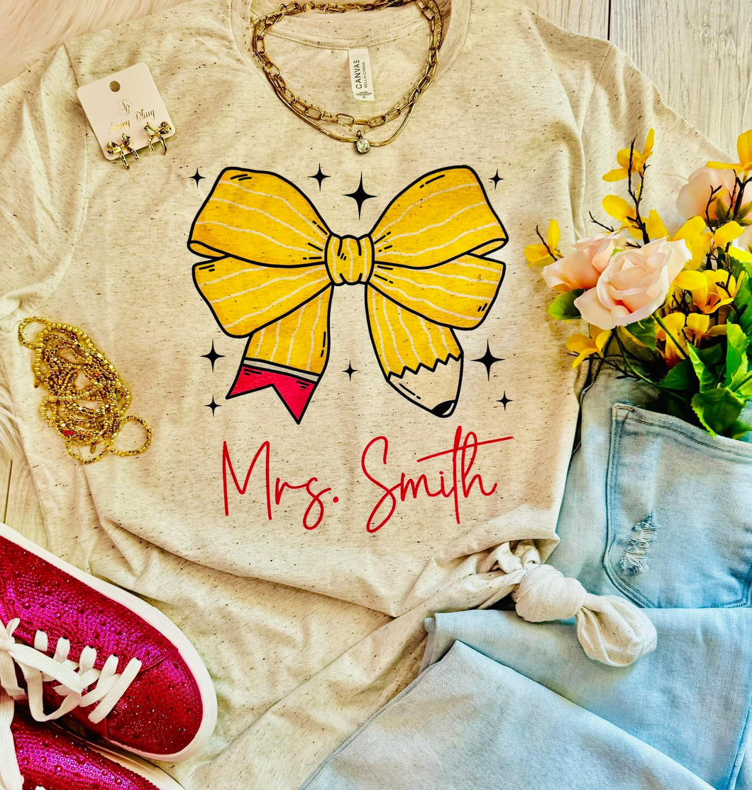 Pencil Bow Custom Tee