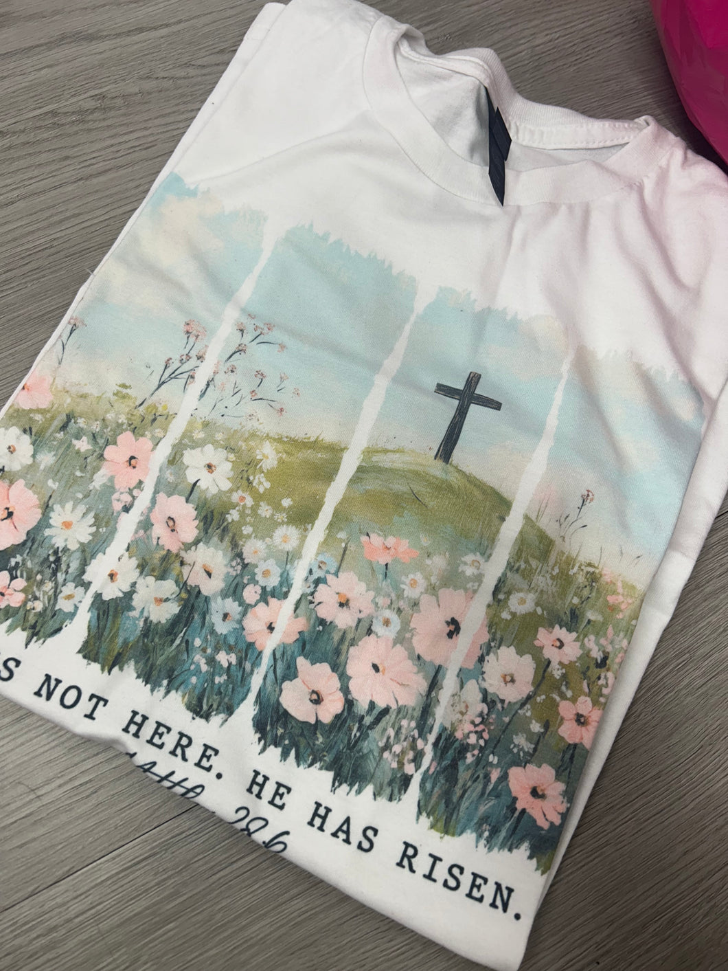 He’s Not Here Tee on Gildan Softstyle