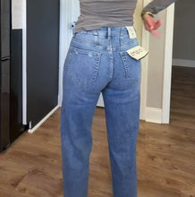 Load and play video in Gallery viewer, Viral TikTok ONESO - Mid Rise Wide Leg Jeans Raw Hem Vintage Distressed OSW8019
